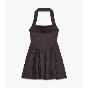 Zara Brown Halter Mini Dress with Flared Skirt